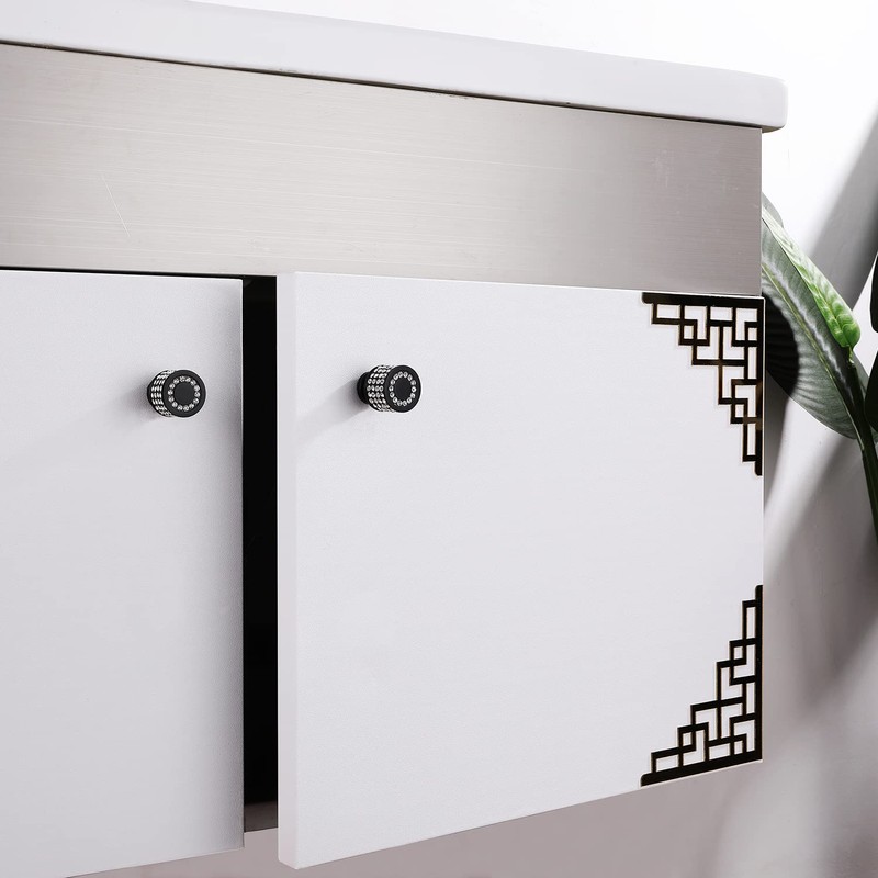 LANC Black Crystal Cabinet Knob Kitchen Knobs - Matte Black