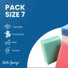 7-Pack Rectangular Bath Sponges - Pink, Green, Blue, White -