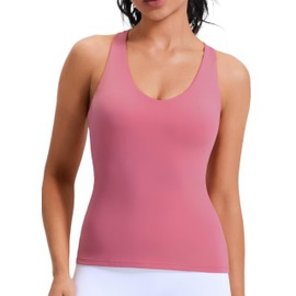 Workout Tank Top with Built in Bra for Women - Butter Soft Racerback Athletic Gym Yoga Pilates Tank Tops with Removable Pads