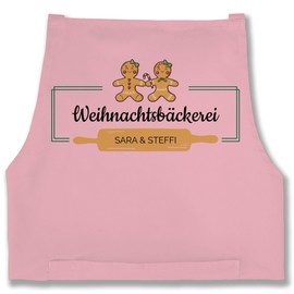 Geschenk mit Namen personalisiert by Shirtracer - Apron - Christmas Apron Women - Christmas Bakery Gingerbread Woman, 02 Pink