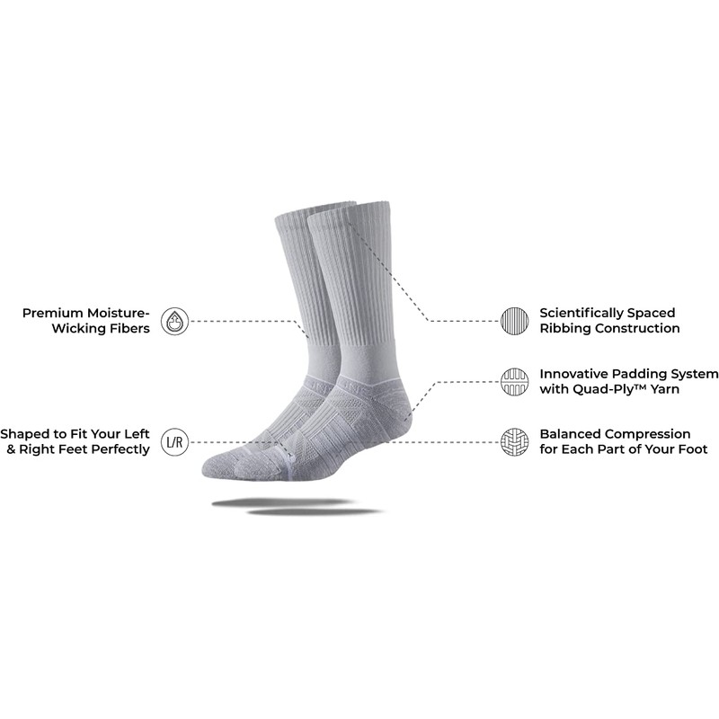 Strideline Basic Crew Socks | Quad-Ply Yarn Padding, Direct Compression