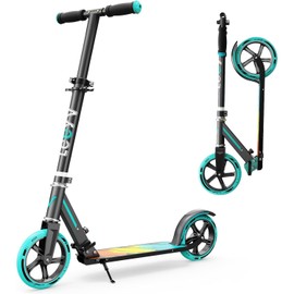 Scooter for Kids 6–12 & Adults, Foldable Kids Scooter with Big Wheels, Adjustable Height, Aluminium Frame, Holds Up to 240 LBS