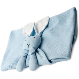 Mivtleer Baby Security Blanket with Stuffed Bunny Animal for Boys Girls Newborn - 24 x 24 inches - Loveys for Babies Infant Essentials (Blue Bunny)