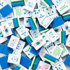 Custom Made Foldable Portable 4 Layer American Mahjong Acrylic Tiles 160 Cards Luxury Elegant Game for AdultsColor: blue monkey