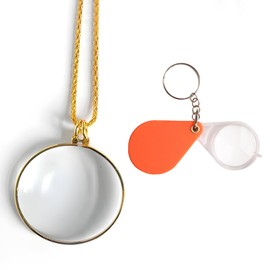VARKAGE Pack of 2 Hanging Magnifying Glass with Chain, 10 x Magnifying Glass Mini Necklaces, Magnifying Glass for Reading Books, Newspapers