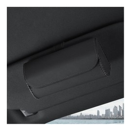 Augeny Sunglasses Holder for Car Sun Visor, Leather Auto Eyeglasses Storage Case with Hidden Magnetic Closure, Protective Glasses Organizer Box, Vehicle Visor Accessories for Woman Man (Black)