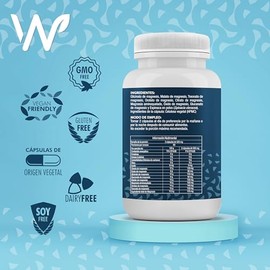 NW 8 MAG con 8 Magnesios 180caps - Citrato, Glicinato, Malato, Treonato de Magnesio y más | Ingredientes Naturales | Energia, Antioxidante | Natural W