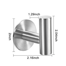 GJD Stainless Steel Self-Adhesive Towel Hooks, Heavy Duty, Waterproof, 2 Pack