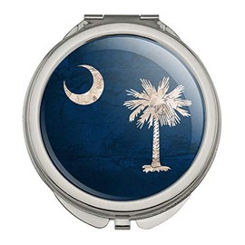 Rustic South Carolina State Flag Distressed USA Compact Travel Purse Handbag Makeup Mirror