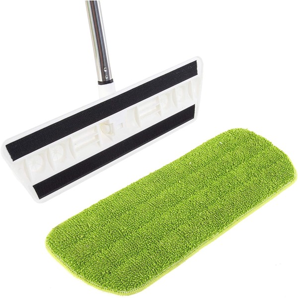 Kitchen + Home Hardwood Floor Flat Mop with 17” Washable Reusable Microfiber Pads for Wet or Dry Floor Cleaning – Safe for All Surfaces