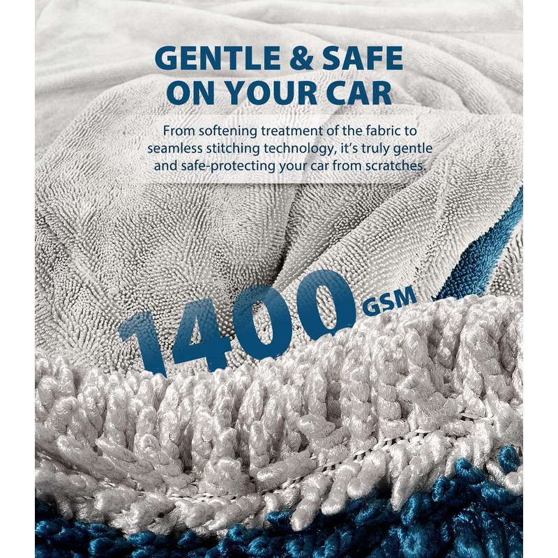 KKV Full-Sized SUV Drying Towel, 48”x24” Dual Sided Microfiber Car