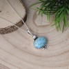 Silver Eternity 925 Sterling Silver Natural Larimar Pearl Pendant Necklace