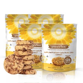 Grace’s Best Cookies - Sweet and Crunchy Small Snack Made With Natural, Quality Ingredients - Sunflower Seeds and Chocolate Chips – Pack of 4 (12oz)