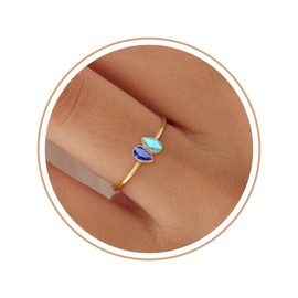 DONYUDE Turquoise Ring for Women December Birthstone Rings 14K Gold Plated Rings for Women Teen Trendy Stuff Adjustable 30th Birthday Gifts for Her Retirement Wedding Jewelry