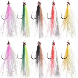 Bucktail Teasers Fishing Hook Fly Streamer Flies, Classic Clouser Minnow Fishing Flies Streamers Fly Fishing Lures for Trout Bass Saltwater Freshwater, Pack of 10 (Mixed Colors)
