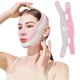 Faja Para La Papada - Correa Para La Barbilla Ajustable,Cinturón Facial en V 3D,Reduce Doble Mentón Hombres y Mujeres, Moldea Rostro y Mandíbula,Uso Diurno y Nocturno,Lifting Facial Instantáneo (Rosa)