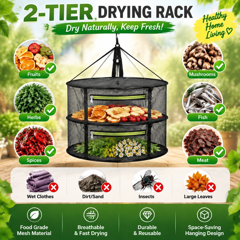 Multi-Layer Food Drying Net for Herbs, Fruit, Fish & Meat