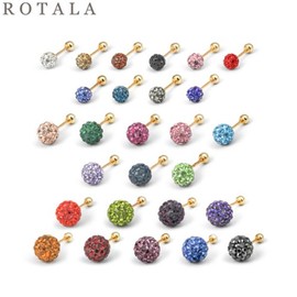 ROTALA 14K Cubic Mirroball Piercing 1ea, Ball Size#$%Color#$%Bar Length:8mm-1.White-8 Bar