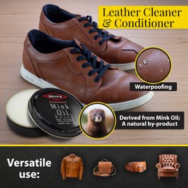 Kelly's Mink Oil for Leather Boots (3 oz) - Professional Grade Leather Cleaner & Conditioner - Waterproof, Preserve, Soften All Smooth Leathercraft, Jacket, Couch, Shoe, Purse - Prevent Salt Damage