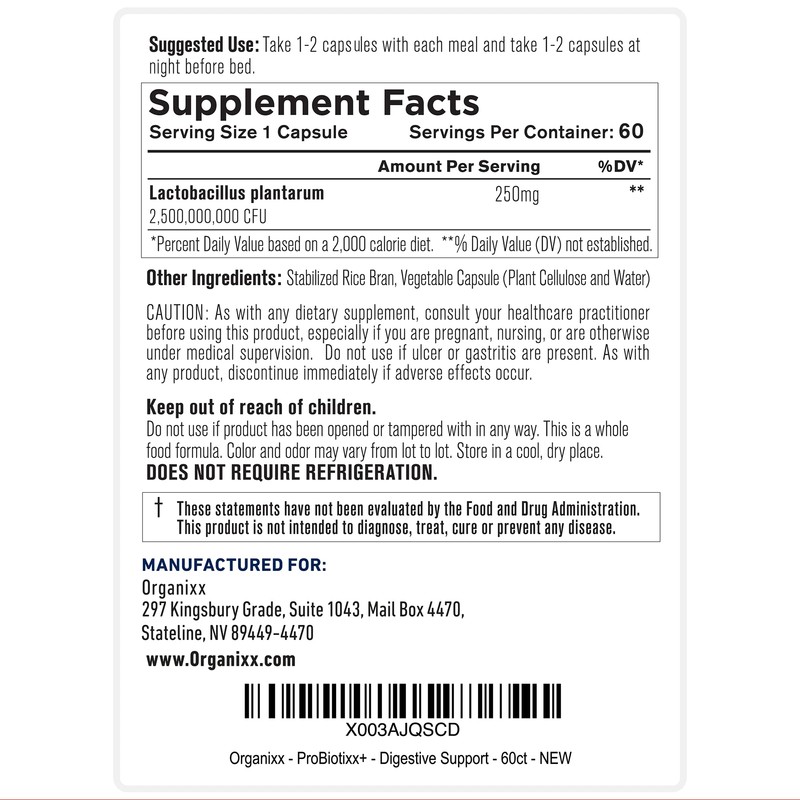 Organixx ProBiotixx+ Probiotic Supplement, Daily Probiotics for Women & Men