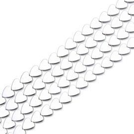 1 Strand Grade A Natural Hematite Silver Plated Gemstone 8mm Heart Shape Stone Beads (50-53pcs) for Jewelry Craft Making GFC-F2