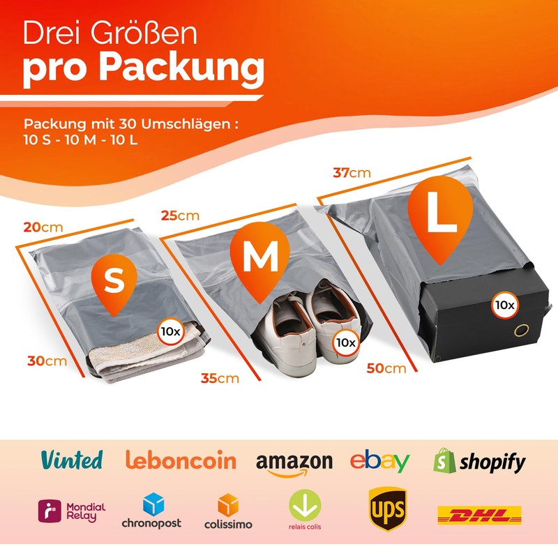 SMARTYnas Hochwertige Versandtaschen Packung mit 30 Versandtüten für Vinted und