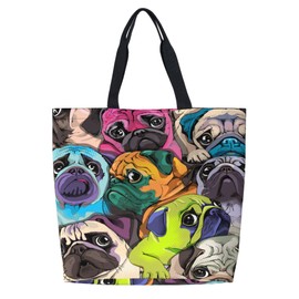 Famame Bolsa de lona para la playa, bolsa de hombro casual, reutilizable, para compras, viajes, bolsa de comestibles, regalos para mujeres y niñas, Multicolor 8, 16x20 inch