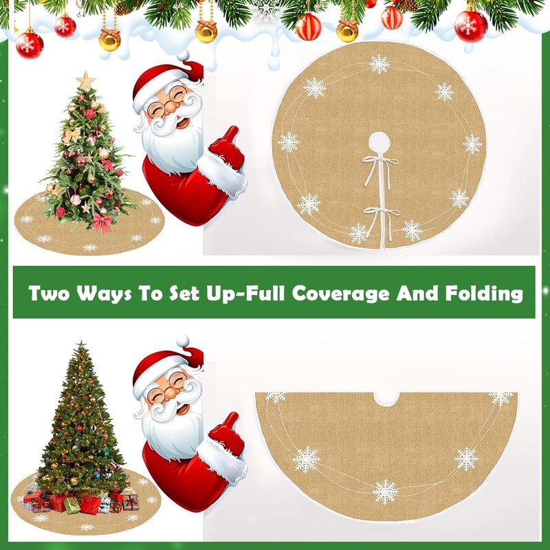 HEKOBAG Christmas Tree Skirt Round 100cm Christmas Tree Mat Brown