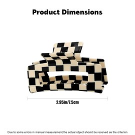 Checker Pattern Hair Claw Clips, Square Checker Claws Tortoise Barrettes, Checkered Hair Clip, Hair Clips for Women, No-Slip Grip Lattice Claw Clip, Large Hair Accessories for Girls