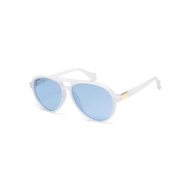 SOJOS Polarized Retro Aviator Sunglasses for Women Men Recycled Plastic Eco-Friendly Shades, Constellation, White/Blue