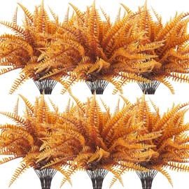 Uieke Uieke 48 Bundles Artificial Boston Fern Fall Plant Fall Decor Outdoor UV Resistant No Fade Faux Plastic Greenery Bushes for Home Fall Front Door Porch Garden Autumn Decor