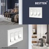 [2 Pack] BESTTEN 3-Gang Screwless Wall Plate, USWP4 White Series,