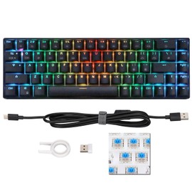 Wireless 2.4 G Mechanical Keyboard Black 68 Keys RGB Dynamic Backlight Wireless Gaming Keyboard for WindowsBlue Switch
