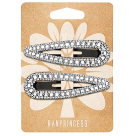 KANPRINCESS 2PCS Rhinestone Hair Clips,Snap Hair Accessories,Decorative Hair Clips,Rhinestone Barrettes For Women Girls(SET14)