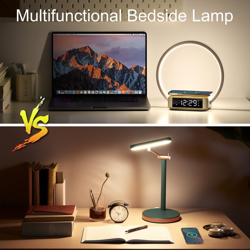 Morwealth LED Bedside Lamp Touch Dimmable with Charging Function, 10