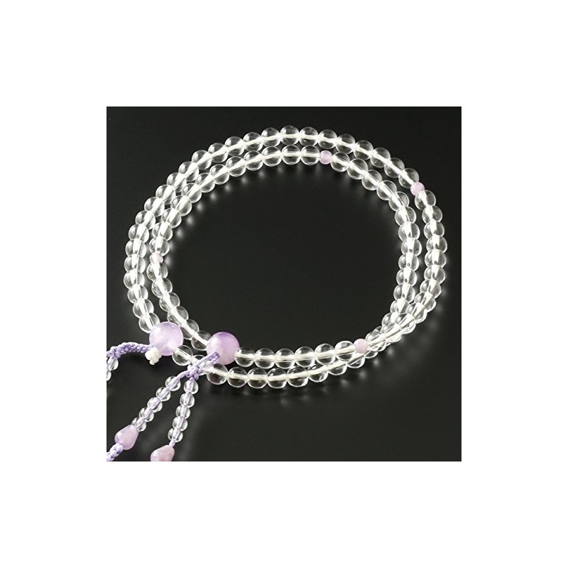 京仏壇はやし 数珠 八宗用 (八宗兼用) 本水晶 藤雲石入り (女性用) 正式 本式 【