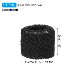 PATIKIL 6pcs 8x5cm Sport Wristbands Coton Terry Cloth Sweat Band Sweat Band for Tennis Basketball Training Athletic Running Black Gray Blue