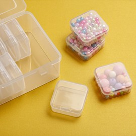 Mathtoxyz Small Bead Organizers, 45 Pieces Plastic Storage Cases Mini Clear Bead Storage Containers Transparent Boxes with Hinged Lid and Rectangle Clear Craft Supply Case