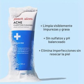 Peach Slices- | Limpiador aclarante para el acné | Limpia profundamente y previene el acné | Ácido salicílico al 2% | Ácido hialurónico | Sul
