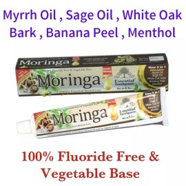 Essential Palace 1-36, Tubes MORINGA Toothpaste By Essential Palace 5 in 1, 100% Fluoride Free - 12 Tubes / Pack
