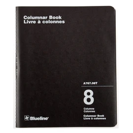 Blueline Columnar Book, Twin-Wire Binding, 8 Columns with Description, 80 Pages, 12-Inch x 10-Inch, Black (A767.08T)