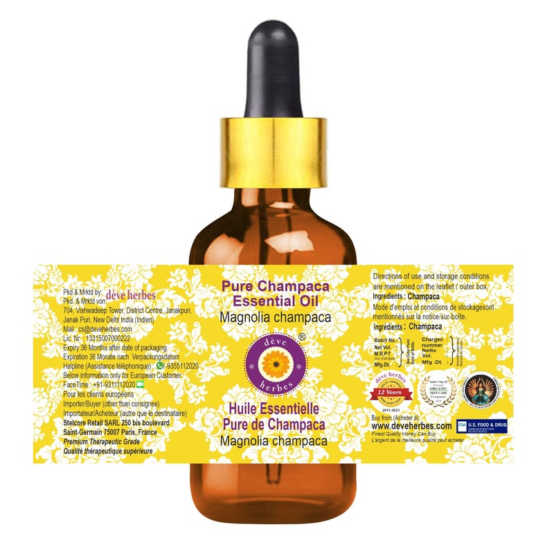 Greenwood Essential Pure Champaca Essential Oil (Magnolia champaca) with Glass