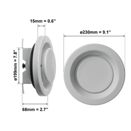 Diameter 200 mm White Exhaust Air Disc Valve Anemostat Steel Round Ventilation Valves with Clamping Springs – Exhaust Valve Sheet Steel – Classic