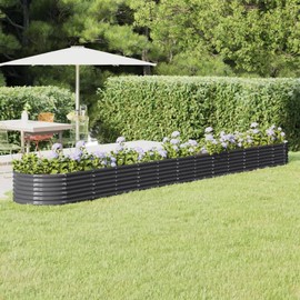 Matalde Garden Raised Bed Anthracite Powder-Coated Steel Extra Long