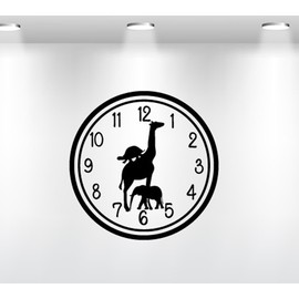 Wall Clock Zoo Wall Decals Stickers, Black, 15"