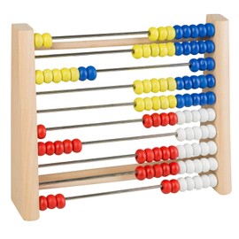 Idena 22924 Wooden Counting Frame with 100 Threaded Beads in 4 Colours for Counting and Calculating Approx. 21 x 18 x 4 cm