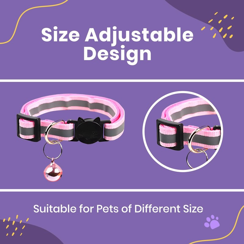 Reflective Cat Collars with Bells- Quick Release Cat Collar- Adjustable