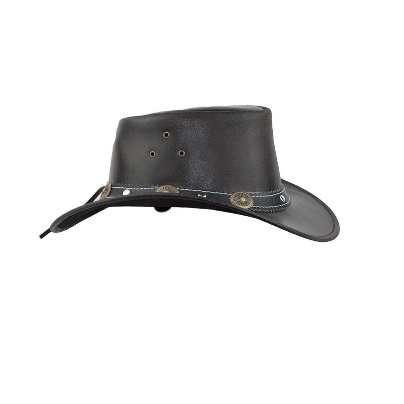 Black Jungle Cowboy Leather Hat - Reedley Size L