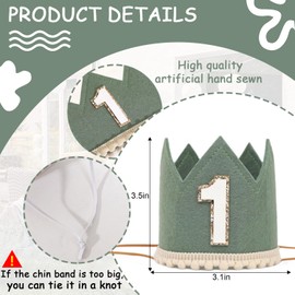 Agvgaza Simple 1st Birthday Party Crown - Classic First Birthday Hat, Unisex One Birthday Decor for Photo Props (Green)