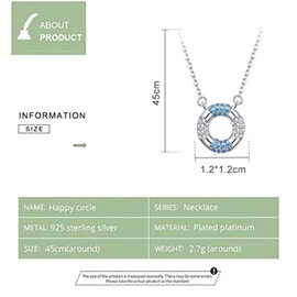 PAHALA 925 Sterling Silver Blue Swimming Ring Circle Charm Sport Crystals Pendant Necklace